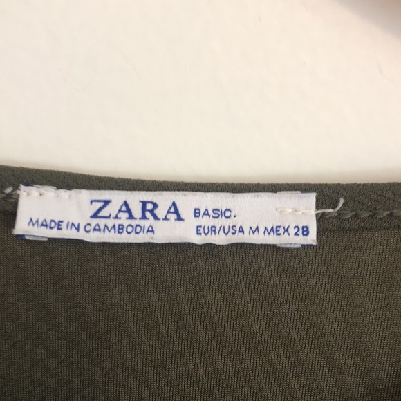 Zara Olive green dress with tie - Picture 4 of 8